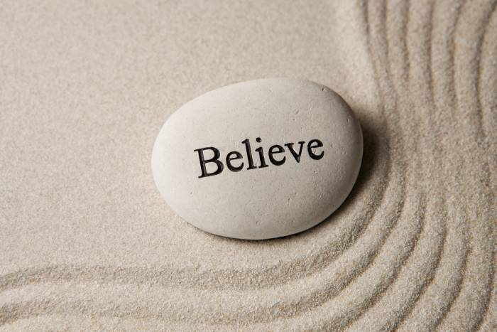 'Believe' sandstone on groomed sand